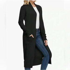 Amazon Essentials Black Plus Sized Open Front Long Cardigan w/ Pockets, Size 6X.